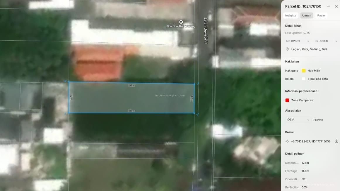 Tanah dewi sri kuta badung