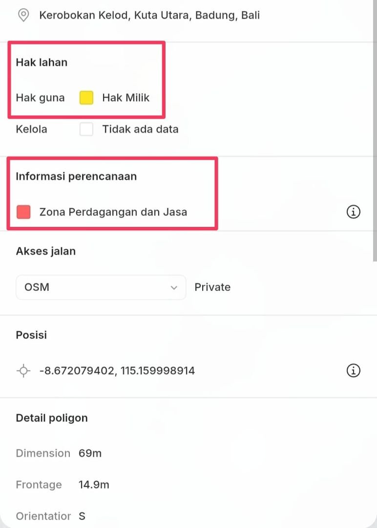 Tanah Petitenget Seminyak Badung