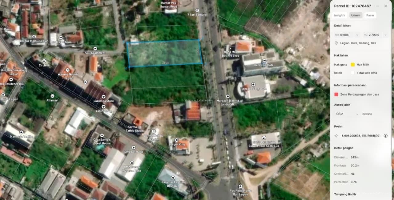 Tanah strategis sunset road kuta