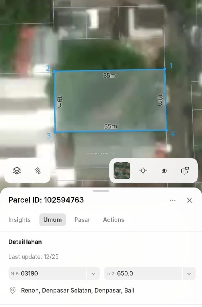 Tanah murah tukad badung renon