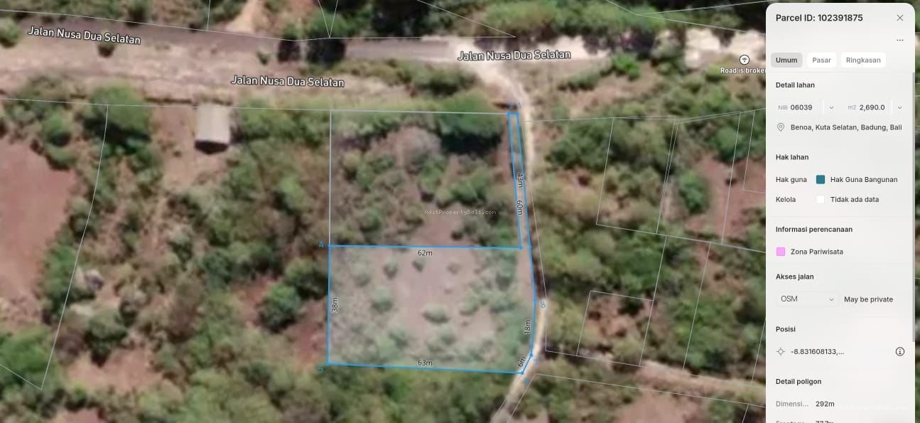 Tanah Ocean View Raya Nusa Dua Selatan Badung