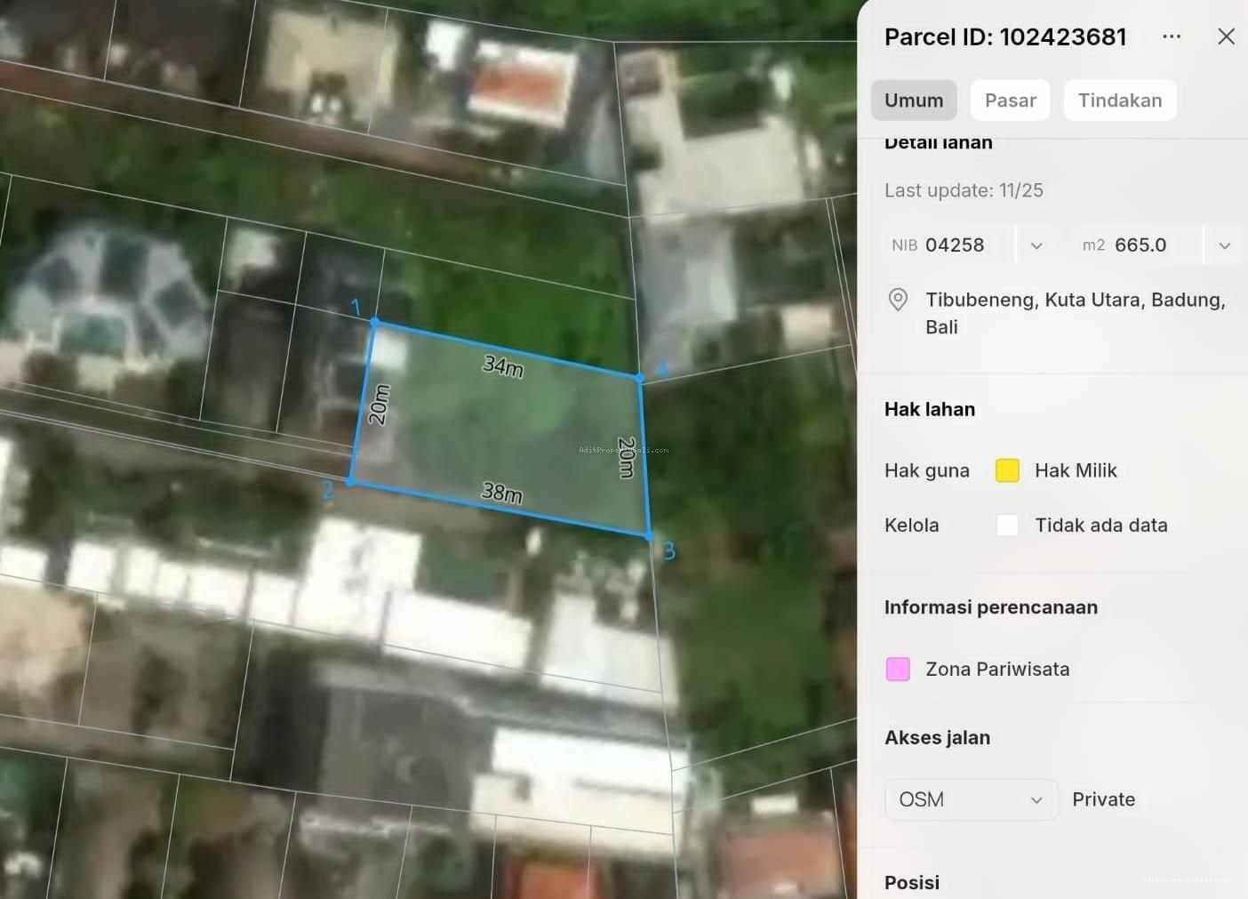 Tanah komersil pantai berawa canggu