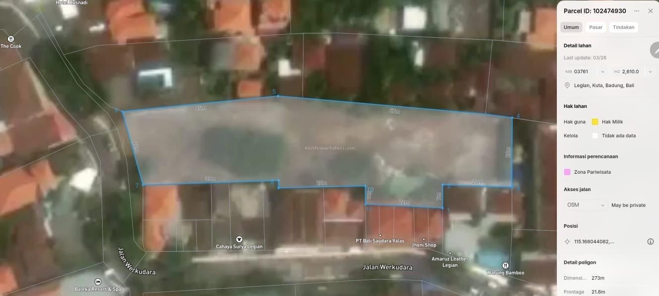 Tanah murah werkudara legian kuta bali