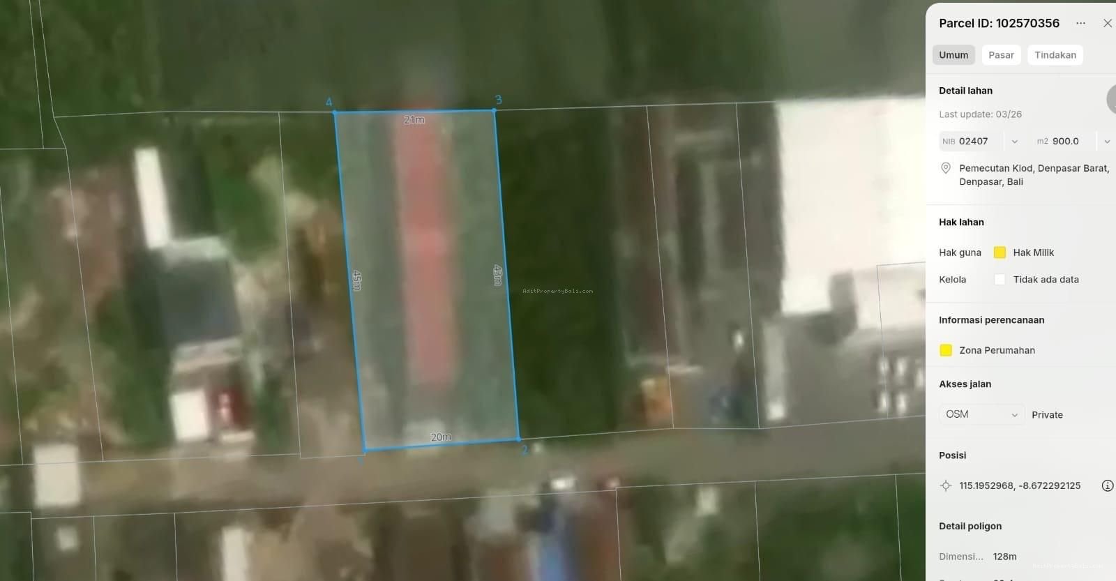 Tanah murah Pura demak pemecutan klod denpasar