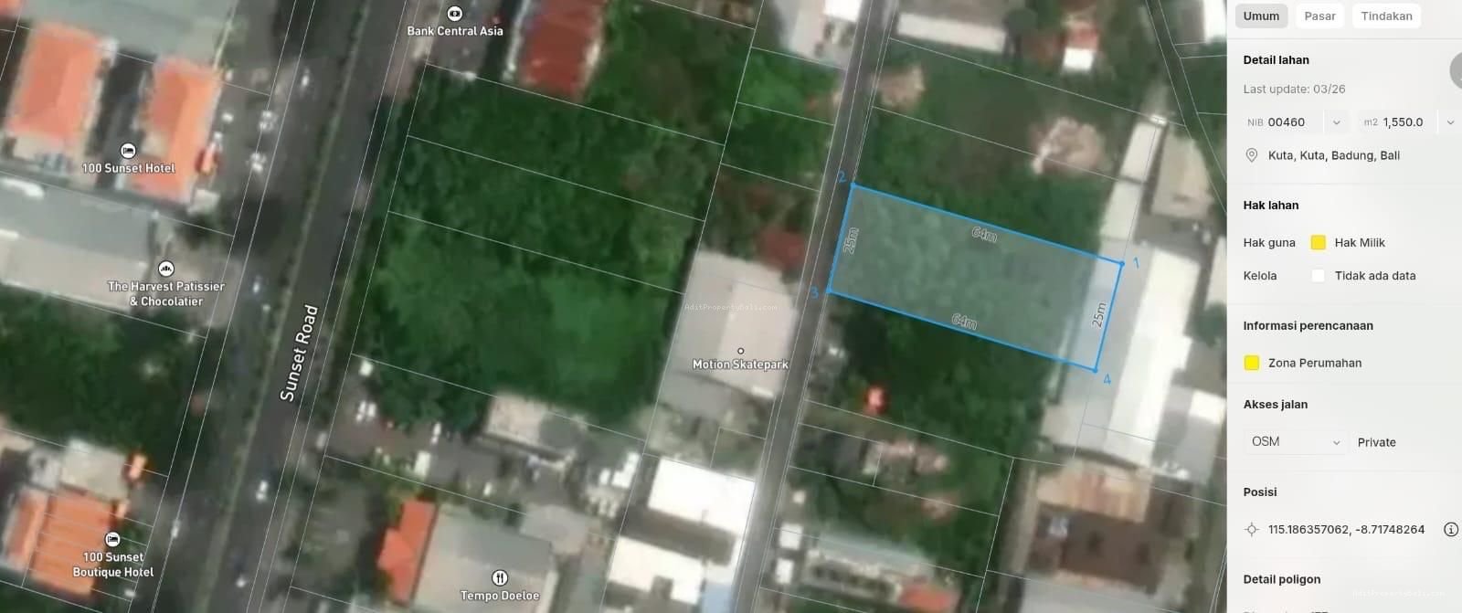 Tanah LBC Sunset Kuta Bali