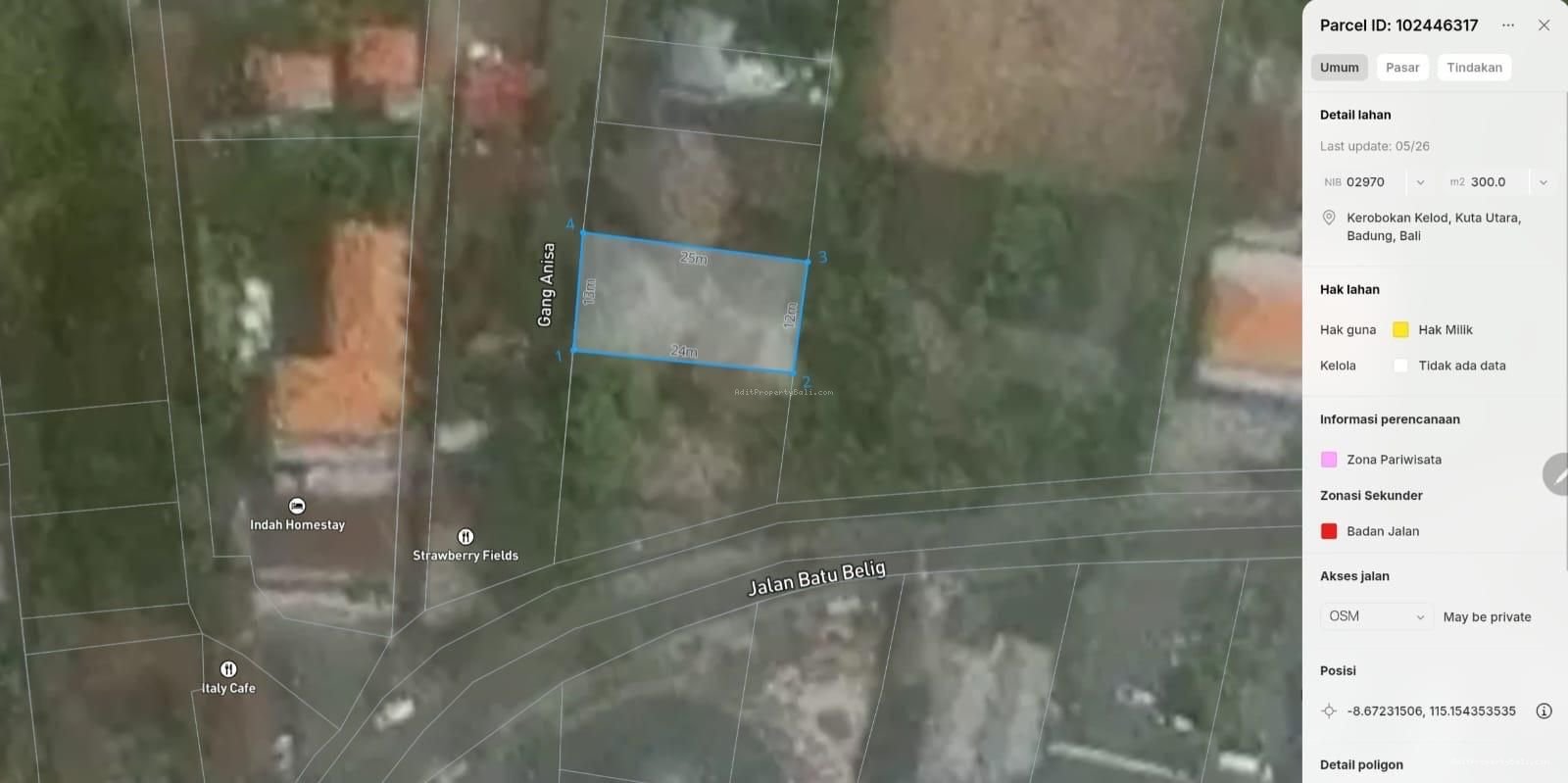 Tanah Raya batubelig kerobokan bali